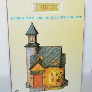 Harvest Hand Painted Porcelain Lighted Church Fall Decor